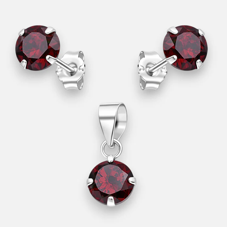 Conjunto Circón Granate Plata